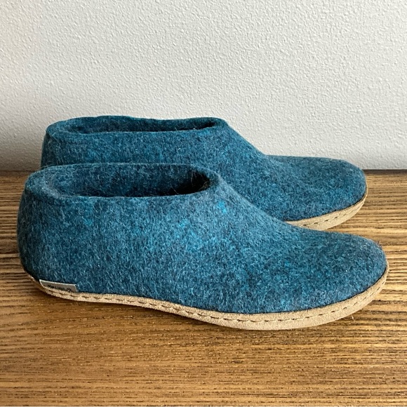Glerups Petrol Blue Wool Slippers, New in Box - Picture 2 of 9